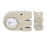 Amig - Serratura a Sovrapposizione a destra con leva di chiusura, linguetta e maniglia per porte in legno mod. 1396 | 60 mm | Chiusura con cilindro interno ed esterno | Acciaio Beige