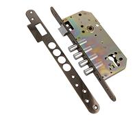 Amig - Serratura da incasso con bulli per porte in legno Mod. 101 | 50/85 mm | Con cilindro e scudo di sicurezza | Maniglia reversibile | Acciaio effetto pelle