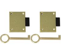 Amig - Serratura da Incasso per Mobili | Entrata a 20 mm | Include Chiave a Perno | Sistema di Chiusura per Tavoli, Armadi e Mobili Piccoli | Ottone Dorato Opaco (Confezione da 2)