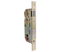 Amig - Serratura da incasso per porte in legno | Con frontale e supporto a bordo quadrato | Entrata 50 mm | Serratura reversibile | Acciaio | Dorato | 240 mm