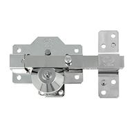 Amig - Serratura da sovrapposizione ad alta sicurezza per porte in legno, mod. 8 PLUS, 90 x 154 mm, con cilindro rotondo di sicurezza e chiavistello, acciaio argentato