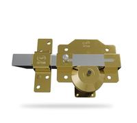 Amig - Serratura di Alta Sicurezza con Scrocco | Cilindro 50 mm | 90 x 154 mm | Acciaio | Oro | Antibumping e Antitrapano | Chiusura a Destra