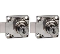 Amig - Serratura rinforzata per porte di mobili Mod.7 + 2 chiavi Mod.371 | per armadi di casa o ufficio | in acciaio nichelato | chiusura a destra | sicura e facile da installare (Confezione da 2)