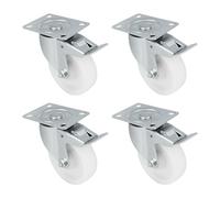 Amig - Set 4 Ruote con Freno | Ø 100 x 32 mm | Ruote Girevoli con Piastra Metallica | Peso Massimo 200 Kg | Per Spostare Mobili Pesanti | Cuscinetti a Rulli | Nucleo in Nylon | Colore Bianco