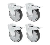 Amig - Set 4 Ruote con Freno per Mobili - Ø 100 mm - Ruote Girevoli Senza Piastra di Montaggio - Peso Massimo 110 Kg - Per Spostare Mobili Pesanti - Cuscinetti a Rulli - Nucleo in Plastica
