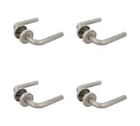 Amig | Set da 4 maniglie con rosetta per porte | Mod. 4RXD | 135 x Ø19 mm | Quadretto da 8 mm | Design elegante e semplice | Acciaio inox satinato