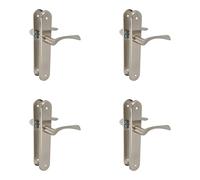 Amig | Set da 4 maniglie per porte interne | Design moderno ed elegante | Facile installazione | Piastra 237x40 mm, Maniglia 120 mm | Finitura cromo opaco | Argento | Lega di acciaio