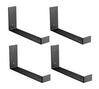 Amig - Pacchetto di 4 supporti dritti per scaffali industriali | 103 x 211 x 40 mm | Acciaio | Colore: Nero opaco | Set di 4 angoli per ripiani | Staffe metalliche nere