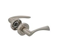 Amig - Set di 2 Maniglie in Argento a Rosetta Rotonda | Con Maniglia in Zamak | Finitura Cromata Opaca | Per Porte di Passaggio Interne | Diametro Rosetta Ø52 mm | Viti Incluse