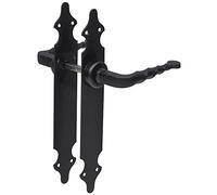 Amig - Set di 2 Maniglie per Porte da Passaggio Mod.101P - 280 x 45 x 3,5 mm - Quadro da 8 mm - Stile Forgiato - In Zama con Finitura Nera