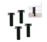 Amig - Set di 4 Gambe Rotonde per Mobili - 30X400 cm - Acciaio - Per Tavolini da Salotto, Comodini, Cassettiere... - Tappo Antigraffio - Resistenti - Bianco - Viti incluse
