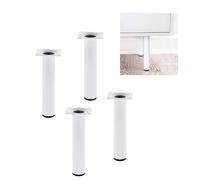 Amig - Set di 4 Gambe Rotonde per Mobili - 30X400 cm - Acciaio - Per Tavolini da Salotto, Comodini, Cassettiere... - Tappo Antigraffio - Resistenti - Argento - Viti incluse