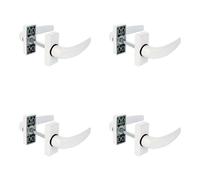 Amig Set di 4 maniglie per porta a rosetta, modello Delta, 121 x 72 mm, mandrino da 8 mm, design elegante e semplice, impugnatura ergonomica, alluminio bianco