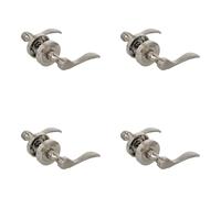 Amig Set di 4 maniglie per porta con rosetta, modello Yaltarz, realizzato in acciaio cromato opaco, dimensioni: 52 mm, perno quadrato 6 mm, ideale per porte interne o esterne, design moderno