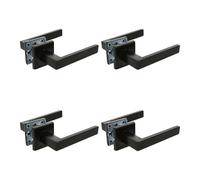 Amig Set di 4 maniglie per porte interne con rosetta - Modello SUKI - 54 x 54 mm - perno quadrato 8 mm - Design elegante e semplice - Acciaio inossidabile nero