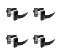 Amig Set di 4 rosette per porte - Modello DELTA - 121 x 72 mm - perno quadrato 8 mm - Design elegante e semplice - Impugnatura ergonomica - Alluminio nero