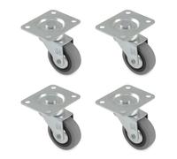 Amig - Set di 4 ruote per mobili mod. 2502, con piastra e cuscinetti, Misura: 50 mm, Carico massimo per ruota: 22 kg, Realizzate in gomma, Colore grigio, Senza freno