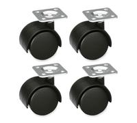 Amig - Set di 4 Ruote per Mobili - 60 mm - Portata Massima per Ruota 50 kg - Piastra in Acciaio - Realizzate in Nylon - Senza Freno - Ideali per Sedie da Ufficio o Tavoli Bassi