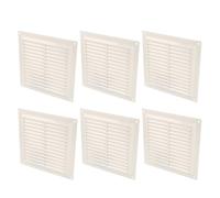 Amig - Set di 6 griglie di ventilazione quadrate in plastica con zanzariera - Per cucina e bagno - 200x200 mm - Bianco