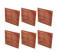 Amig - Set di 6 griglie di ventilazione quadrate in plastica con zanzariera - Per cucina e bagno - 200x200 mm - Sapelli