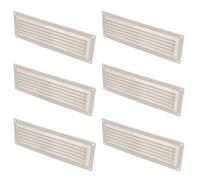 Amig - Set di 6 griglie di ventilazione rettangolari in plastica con zanzariera - Ideali per cucina e bagno - 260x90 mm - Bianco