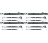 Amig - Set di 8 guide scorrevoli metalliche | Binari per cassetti di mobili e armadietti | Lega di acciaio per durata | Ruote scorrevoli, Grigio Metallizzato, 400 x 37 mm