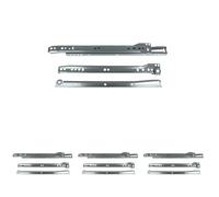 Amig - Set di 8 guide scorrevoli metalliche con ruote | binari per cassetti di mobili, cassettiere o armadietti | acciaio | colore grigio metallizzato | resistenza di carico: 18 kg/coppia, dimensioni: