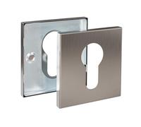 Amig - Set di Bocchette per Porte | Rosetta Quadrata | Acciaio Inossidabile Opaco | Copertura per Serrature a Cilindro Europrofilo | Accessorio per Porte Interne ed Esterne | 2 Unità