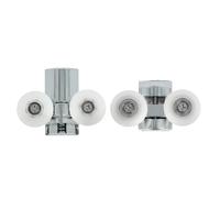 Amig - Set di cuscinetti per cabina doccia | 2 unità superiore e inferiore | Ø25 mm | Per cabine da 6 mm di spessore | Pinze in zama cromata | Ruote in nylon | Scorrimento fluido e duraturo