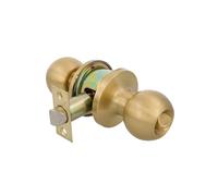 Amig - Set di maniglie a sfera | Sistema di emergenza esterno e blocco interno | Perno d'ingresso 60/70 mm | Spigolo quadrato | Ottone | Dorato opaco | Porta interna da 35 a 45 mm