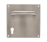 Amig - Set di maniglie con piastra per porte - mod. 3CB85-180x180 mm - Quadretto da 8 mm - Con foro da 85 mm - Acciaio inossidabile 18/8 Argento opaco