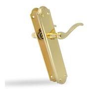Amig - Set di Maniglie a Piastra - Realizzato in Zamak - Misura: 242 x 44 mm - Ideale per Porte Interne con Maniglia Comoda, Elegante e Senza Tempo - Colore: Dorato