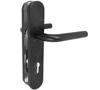 Amig - Set di maniglie con placca in polipropilene per porte | 245 x 45 mm | Quadrettatura da 8 mm | Design semplice ideale per la tua casa o ufficio | Con bocchettone | Acciaio e polipropilene nero