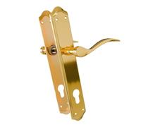 Amig - Set di maniglie con placca per porta - 256 x 48 mm - Bocca chiave a 85 mm - Placca in acciaio e maniglia in alluminio - Quadrato da 8 mm - Ottone opaco - Modello BETA - Include viti passanti