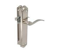 Amig - Set di Maniglie con Placca per Porta - Maniglie per Porte di Passaggio Interne ed Esterne - Maniglia Comoda e Senza Tempo - 256 x 48 mm - Ottone - Argentato