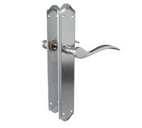 Amig - Set di Maniglie con Placca per Porta - Maniglie per Porte di Passaggio Interne ed Esterne - Viti Passanti Antifurto - 256 x 48 mm - Acciaio e Alluminio - Cromato Opaco