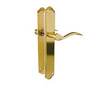 Amig - Set di Maniglie con Placca per Porta - Maniglie per Porte di Passaggio Interne ed Esterne - Viti Passanti Antifurto - 256 x 48 mm - Acciaio e Alluminio - Ottonato Opaco