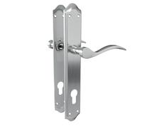 Amig - Set di Maniglie con Placca - Quadro da 8 mm - Entrata 85 mm - Placca 256 x 48 mm - Materiale: Acciaio - Finitura Cromo Opaco
