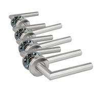 Amig - Set di Maniglie con Rosetta per Porte - 136 x Ø19 mm - Design Elegante e Semplice - Ideale per la Tua Casa o Ufficio - Acciaio Inossidabile - Argento Opaco (Confezione da 4)