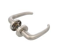 Amig - Set di Maniglie con Rosetta per Porte - Mod. 21-134 mm - Quadro da 8 mm - Design Elegante e Semplice - Acciaio Inox 18/8 Argento Opaco