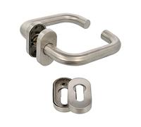 Amig - Set di maniglie con rosetta per porte | Mod. 3OD | 139 x Ø19 mm | Quadretto da 8 mm | Design elegante e semplice | Acciaio inossidabile 18/8 argento opaco