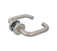 Amig - Set di maniglie con rosetta per porte - mod. 3RGX - 140 x Ø19 mm - Quadretto da 8 mm - Design elegante e semplice - Acciaio inossidabile argento opaco