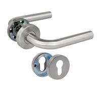 Amig - Set di maniglie con rosetta per porte | Mod. 4RBX | 135 x Ø19 mm | Quadretto da 8 mm | Design elegante e semplice | Acciaio inossidabile argento opaco