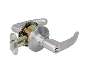 Amig - Set di maniglie con serratura per porte, maniglia con blocco interno e dispositivo di sblocco esterno, design elegante e semplice ideale per la tua casa o ufficio, acciaio, cromato opaco.