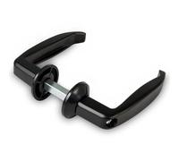 Amig - Set di Maniglie Nere con Base in Alluminio - Color Nero - Misure: 105 x 40 mm - Senza Piastra - Ottimale per Porte di Passaggio e Ingresso Interni ed Esterni