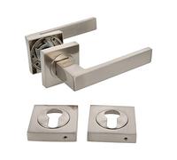 Amig - Set di Maniglie per Porta Mod.Cadice - Maniglie con Bocchetta, Design Elegante e Impugnatura Ergonomica - 52 x 124 mm - Alluminio - Satinato