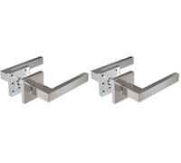 Amig - Set di Maniglie per Porte | Colore Nero | Acciaio Inossidabile Opaco | Rosetta Quadrata | Maniglia per Porte Interne ed Esterne | Include Quadro e Viti (Confezione da 2)