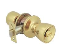 Amig - Set di pomelli - Ottone lucido - 18,5x 8cm - Include scrocco - Funzione privata - Dispositivo di emergenza esterno e catenaccio interno - Porta da 35-45mm