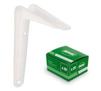 Amig - Set Supporti per Mensola da Parete - 20 Pezzi - Staffe in Acciaio - 150x125 mm - Colore Bianco - Resistenti fino a 35 Kg - Angolo per Ripiani - Supporto per Mensole - Installazione Facile