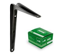 Amig - Set Supporti per Mensola da Parete - 20 Pezzi - Staffe in Acciaio - 150x125 mm - Colore Nero - Resistenti fino a 35 Kg - Angolo per Ripiani - Supporto per Mensole - Installazione Facile
